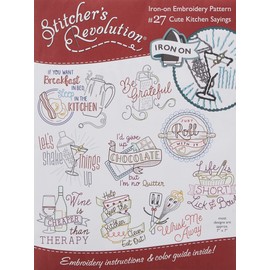 Stitcher's Revolution Cute Kitchen Sayings Iron-On Transfer Patterns for Embroidery, red