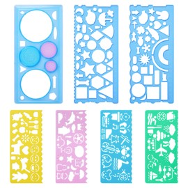 UCEC Ruler Elementary School Student Template with Rolling Ruler, Multi-functional, Convenient, Lightweight, D-Multifunction Design, Colorful Waveform Ruler & Template Set, Cute
