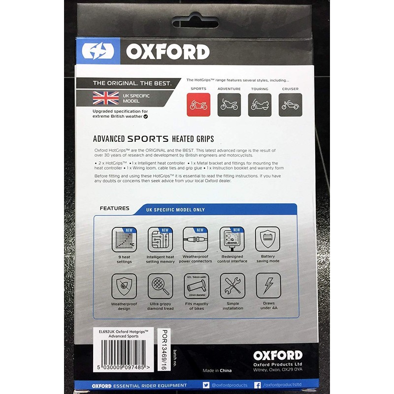 Oxford Products Hotgrips Advanced Sports UK SPECIFIC- UK MODEL -