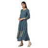 Yash Gallery Rayón Buta Print Anarkali Kurta para mujer, Azul,