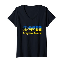 Womens Pray for Ukraine We Stand with Ukraine V-Neck T-Shirt