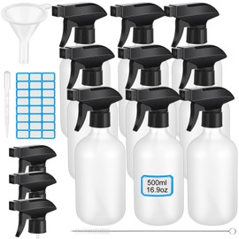 LOYIM 9 Pack 16oz/500ml Plastic Spray Bottle Bulk for Plant Small Spray Bottle Fine Mist Water Sprayer Upgraded Adjustable Nozzle Refillable Empty Containers for Cleaning, Hair, Cooking(Frosted)