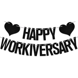 Happy Workiversary Banner, Work Anniversary Decorations, Office Work Party Decorations, Happy Work Anniversary Party Decor Supplies Black