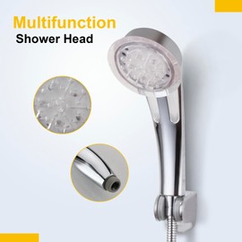 DEOLER LED Handheld Shower Head with 3 Color Temperature Changing Showerhead High Pressure ABS Bathroom Handheld Shower,Chrome, sostvt03
