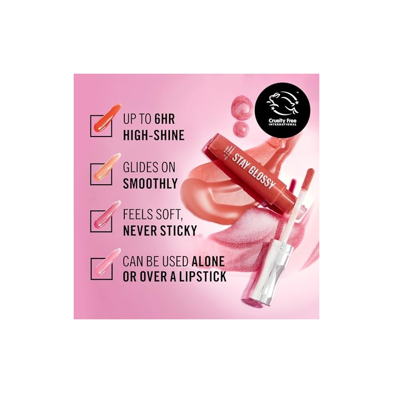 Rimmel Stay Glossy Lipgloss, Claridge's Ruby, 0.18 Fluid Ounce