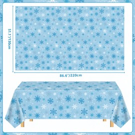 6 Pack Christmas Snowflake Party Tablecloth Blue Snowflake Xmas Party Table Cover 51X86In for Christmas Holiday New Year Party Supplies Decorations