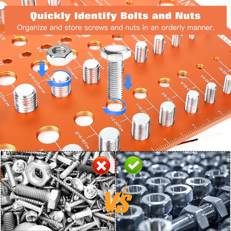 68 Nut and Bolt Thread Checker, 22 Standard, 24 Metric