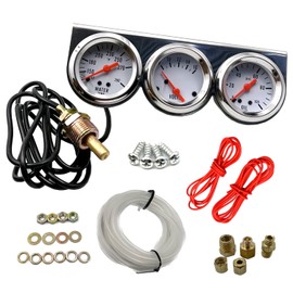 FainWan 3 in 1 Car Meter Auto Gauge Triple Gauge Kit,Voltage Gauge Water Temp Gauge Chrome Oil Pressure Sensor 12V 52mm（Voltmeter + Water Gauge + Oil Press Gauge)