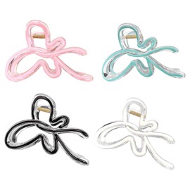 DeryArcle 4 Pcs Butterfly Hair Jaw Claw Clips, Colorful Strong Hold jaw clips,Big Non-Slip Hair Accessories for Women Girls Thin Medium Fine Hair
