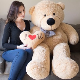 YESBEARS Giant Teddy Bear Big 5 Foot Stuffed Animal Stuffed Bear Baby Shower Life Size Large Teddy for Girlfriend Wife Children Valentine's Day Bear Ultra-Soft (Pillow Included)