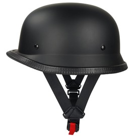 German Half Helmet,Adult Summer Handmade Personality Vintage Casco ,Motorcycle Helmet Scooter Cool Helmet for Men and Women (Black, Large)