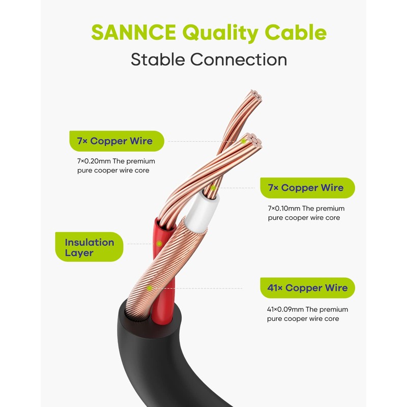 SANNCE Special Design 30M/100 Feet BNC Video Power Cable For