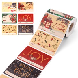 250pcs Large Christmas Tag Stickers, Coated Paper Christmas Labels for Gifts Snowman Cute Merry Christmas Name Tags Stickers for Xmas Gift Present Boxes Bags