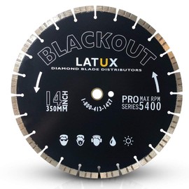 LATUX Blackout Multifunctional High-Speed Diamond Blade for Dry or Wet Cutting, 14"