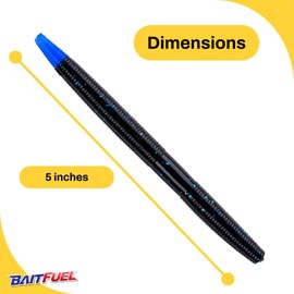 BAITFUEL Ion Infused with Supercharged X55 Formula Gel: Fish Scent Technology with Powerful Attractants | 5-Inch, Black Blue Tip (PN: X32635)