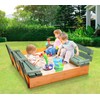 Badger Basket Wooden Sandbox with Lid & Benches - Large