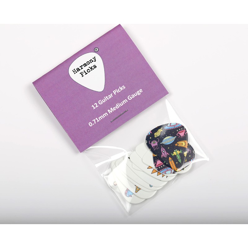 12 Cartoon Space Alien Guitar Plectrums - Harmony Picks