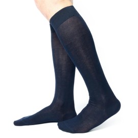 Ciocca Men's Long Socks, Made of Finest Egyptian Cotton 100% - 6 Pairs - Three Sizes - Durable, Navy Blue - 6 Pairs