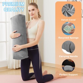 TokSay Rectangular Yoga Bolster Pillow, Meditation Pillow for Yin & Restorative Yoga, Filled with Recycled Sponge (Gray)