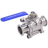 DERNORD 1.5" Sanitary Ball Valve Fits 1.5" Tri-Clamp Clover Stainless
