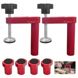 Workbench Clamping Tools, Clamping Range 0-80 mm, with Non-Slip Bases, Aluminium Table Clamp, Robust and Durable, Easy to Use, for Woodworking and Crafts (Red)