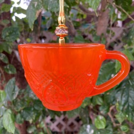 NKPKTreasures Bird feeder, Seed Feeder, Thistle Feeder, Vintage Glass, Bird Bath, Tea Cup