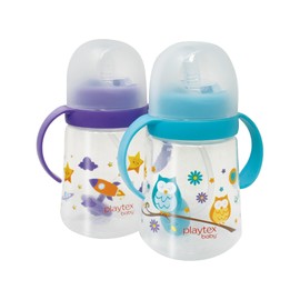 Playtex Baby® Weighted Straw Cup with Handles, 2 Count - BPA Free Baby Sippy Cup - Stage 2 (6m+), 10oz