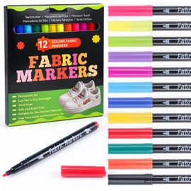 Siumir 12 Textile Pens Machine Washable Textile Paint Fabric Paints Washable Fabric Paint Textile Marker for T-Shirts, Hats, Canvas Shoes, Shopping Bag