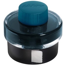 LAMY T52 Ink Petrol 50ml - Ink Bottle with Reservoir - Plastic Stand with Blotting Paper roll