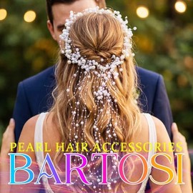 BARTOSI- Diadema de novia con perlas, borlas de perlas plateadas, accesorios para el cabello de boda, tocado de graduación para mujeres y novias