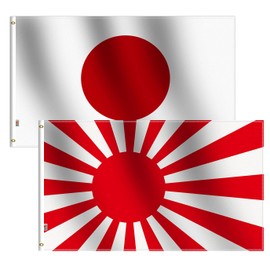 2Pack Battle WWI Japan Flag 3x5 Ft, Moderate-Outdoor 100D Polyester,Canvas Header and Double Stitched - 3' x 5' Japanese Rising Sun Flags