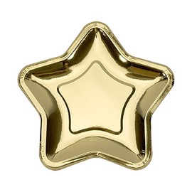AIXXCUVQ 20pack/lot Pentagram Dinner Plate Convenient and Hygienic Disposable Option Star Shaped Safe and Reliable Paper, Gold
