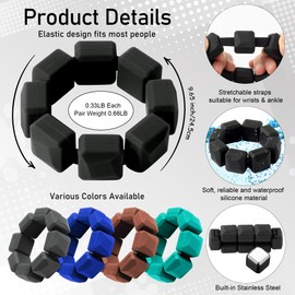 Ankle Wrist Weights for Women - Adjustable Ankle & Arm Weighted Bracelets Set of 2 (0.33Lb Each) Waterproof Strength Training Weight Bangles for Yoga Running Pilates Aerobics Workout (Black)