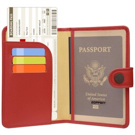 Zoppen RFID Blocking Travel Passport Holder Cover Slim Id Card Case (#22 Scarlet Red)