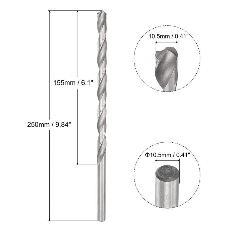 sourcing map Spiral Drill Bit High Speed Steel Extra Long