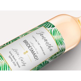 Tropical Be My Bridesmaid Wine Labels, Destination Wedding Decor, Wedding Wine Labels Stickers, Maid of Honor Ask, Beach, Palm Leaves, Matron of Honor Proposal, Gifts, Engagement Party Favors R200-ASK