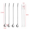 JZK 4 X Silver Stainless Steel Drinking Straw Spoon Reusable