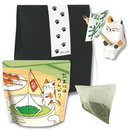 Mitarashi-chan Sencha Tea Bag Figurine Set, Gift Box, Petite Gift, Present, Tea, Cat, Cat