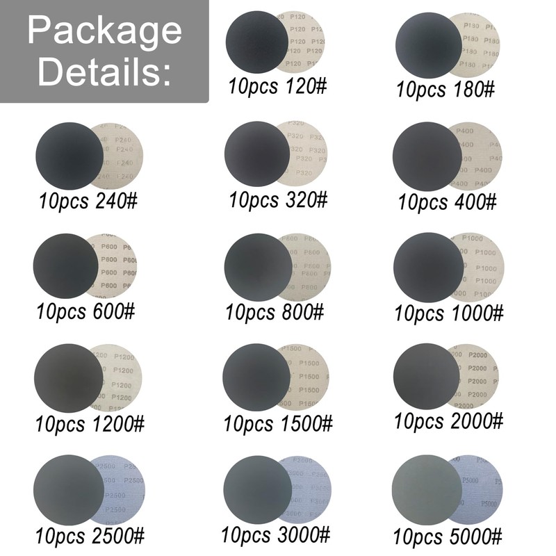 140Pcs 3 Inch Wet Dry Sanding Discs, Assorted 120 to