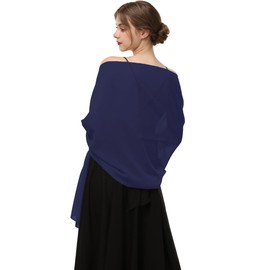 Baoqiya Women's Scarf Shawls and Wraps for Evening Dress Chiffon Shawl Soft Elegant Silky Pashmina Wedding Bridal Scarves(Navy, 79"×29")
