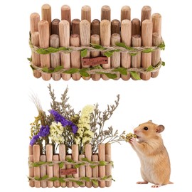 Swirge Natural Wood Hamster Spray Holder, Hamster Flower Forage Holder