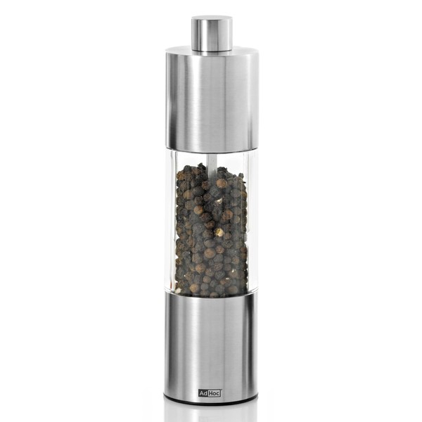 AdHoc MP10 Classic Medium Pepper or Salt Mill Ceramic Grinder (without Spice) Stainless Steel / Acrylic