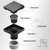 BAUNVB Square Shower Drain 4 inch, Matte Black 304 Stainless