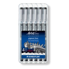 Staedtler - Juego de 6 delineadores Pigment Liner Bonus Sketch por el precio normal de 4 (2 gratis), 308SB6P