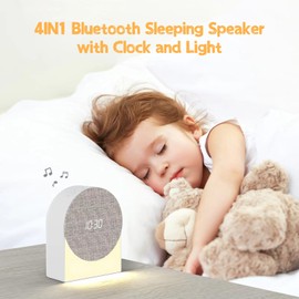 4-in-1 Digital Alarm Clock + White Noise Sound Machine + Bluetooth Speaker + Night Light, Gemmac Night Lamp Alarm Clock for Bedroom Bedside Lamp White Noise Night Light for Baby, Children, Gifts