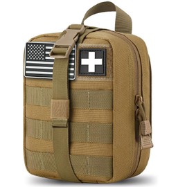 first aid kit bag empty Molle ifak pouch emt tactical medical pouch med rip away belt pouch small rescue tool pouches (TAN)