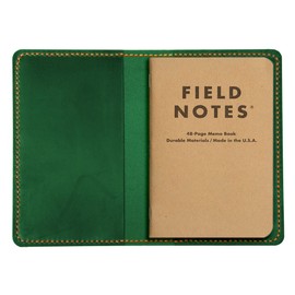 Leather Journal Cover for Moleskine Cahier Notebook Pocket size 3.5" x 5.5" Field Notes Cover Gift Refillable Pocket Cover (Green)