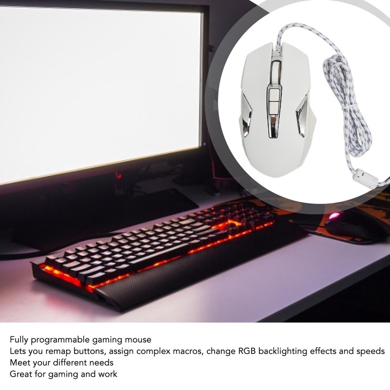 RGB Gaming Mouse Multifunction Ergonomic 7200 DPI Wired Optical Gaming