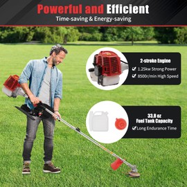 awolsrgiop 2 Stroke 43cc Gasoline Weed Trimmer Brush Cutter Lawn Edger Grass Weed Eater, Gas Weed Trimmer Gas Weedeaters Grass Trimmer Cordless Gasoline Power w/ 2 Blade Heads