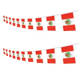 Peru Peruvian String Banner Flag,16 ft 20 Mini Flags String, 5.5 x 8.2 Inch String Flag Banner, Indoor and Outdoor Party Decorations.